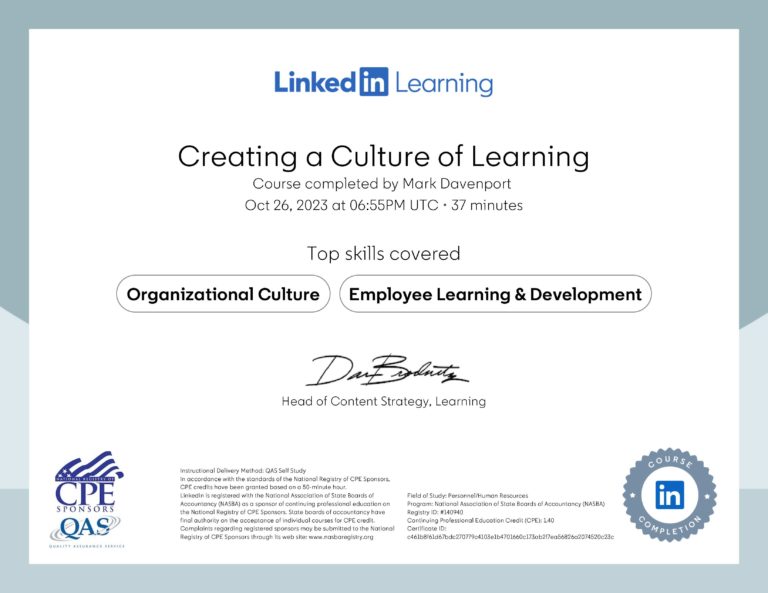 CertificateOfCompletion_Creating a Culture of Learning